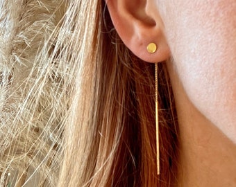 Nell MINIMALIST linear dot EAR JACKETS/ gold chain earrings/ gold tassel earrings/ dangle earrings/ boho earrings/ minimalist earrings