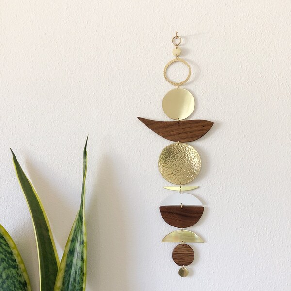 The EDDISON MID CENTURY wall hanging/wall jewelry/wall decor/walnut art/moon wall decor/wall accessory/midcentury art/home gift