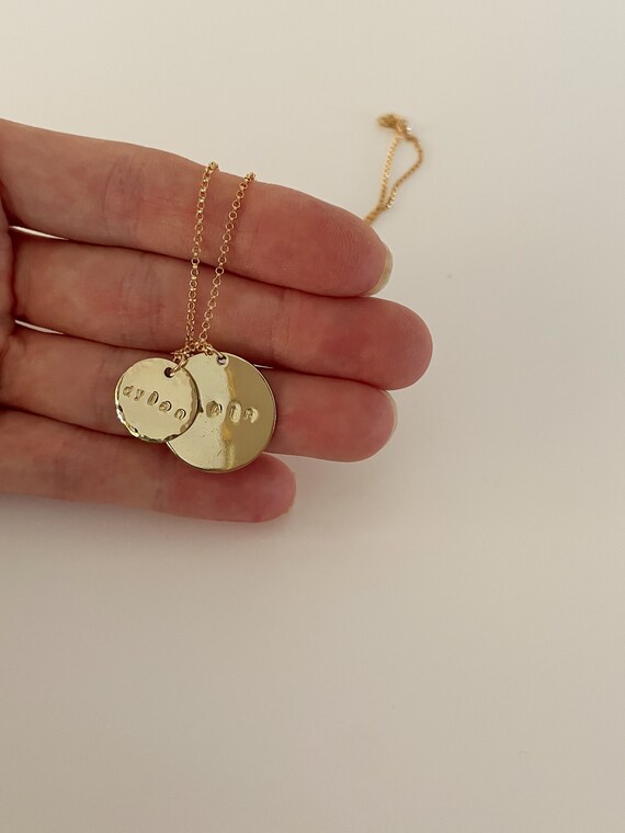 NAILA Double COIN NAMEPLATE Necklace Personalized Necklace