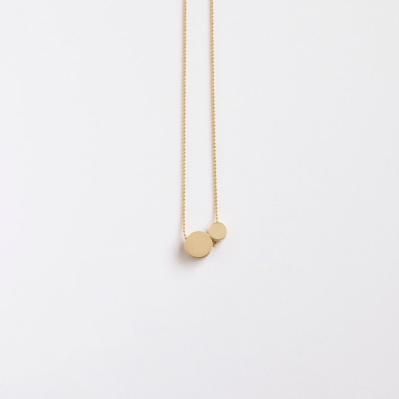 NOMA solid brass 2 DOTS together necklace/dot necklace/minimalist necklace/geometric necklace/gold necklace/modern necklace/nordymade/nordy image 3