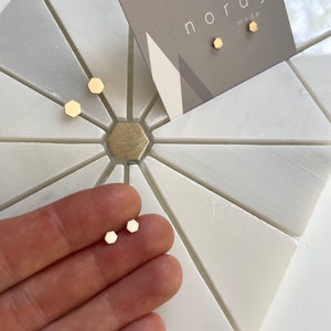 Heike MINIMALIST HEXAGON STUDS/minimalist earrings/simple studs/hexagon earrings/gold studs/sterling silver studs/nordymade/seattle jewelry