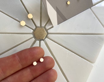 Heike MINIMALIST HEXAGON STUDS/minimalist earrings/simple studs/hexagon earrings/gold studs/sterling silver studs/nordymade/seattle jewelry
