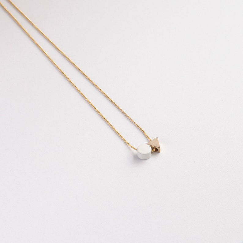 NORD white powder coated & brass tri-DOT together NECKLACE/circle necklace/ triangle necklace/friendshipnecklace/sibling necklace/nordymade image 2