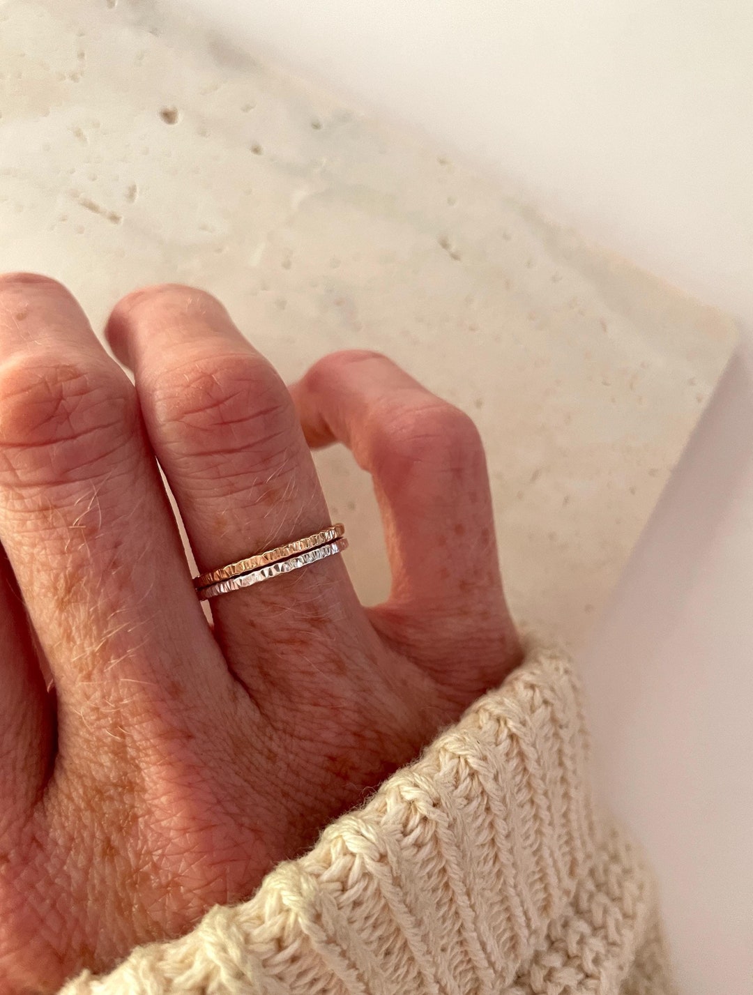 Lei Full TEXTURED STACKING Ring/14k Gold Filled Ring/ Boho Ring ...