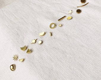 single MIX and MATCH minimalist STUDS/simple studs/unisex studs/simple earrings/geometric jewelry/circle studs/dot earrings/gold studs