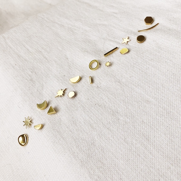 single MIX and MATCH minimalist STUDS/simple studs/unisex studs/simple earrings/geometric jewelry/circle studs/dot earrings/gold studs