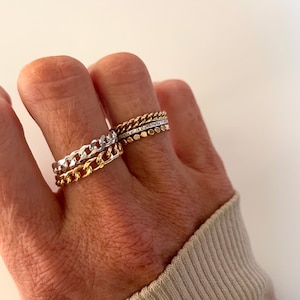 Ren 14k GOLD Fill dikke kinketting / sterlingzilveren kettingring/ gouden vulling stapelring/ gouden statement ring/ dikke stapelring
