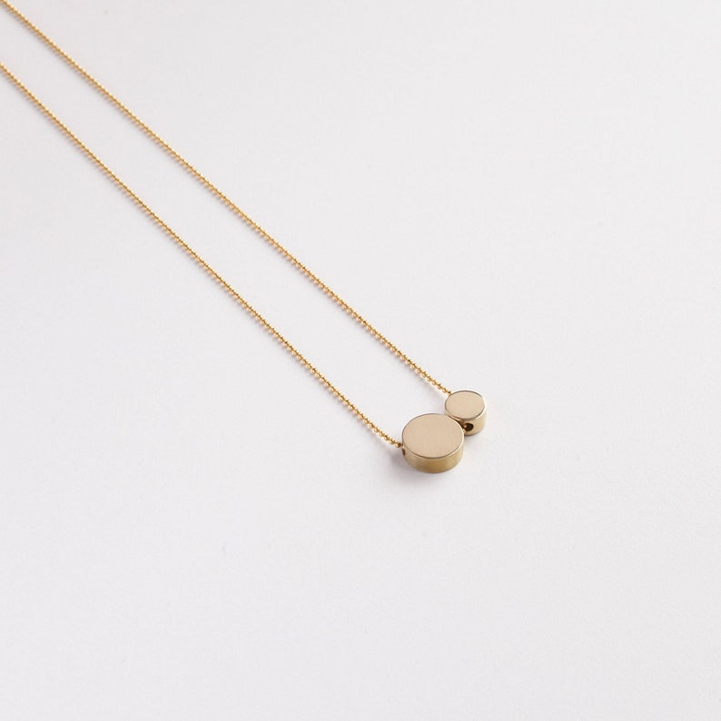 NOMA solid brass 2 DOTS together necklace/dot necklace/minimalist necklace/geometric necklace/gold necklace/modern necklace/nordymade/nordy image 1