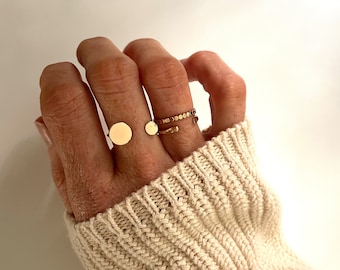 NOLEN ADJUSTABLE RING zwei Punkte &quot;zusammen&quot;/minimalistischer Ring/Kreis Ring/schlichter Ring/Square Ring/Fachring/Fachring/schlichter Ring