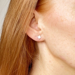 Sian shooting STAR chain EAR JACKETS/ear jackets/star studs/diamond studs/minimalist earrings/hypoallergenic earrings/boho earrings