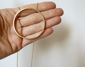 ASTRID Extra LARGE CIRCLE necklace/ ring necklace/ minimalist pendant necklace/geometric jewelry/ valentine/ nordymade/ gold ring necklace