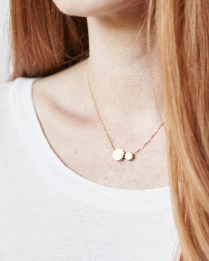 NOMA solid brass 2 DOTS together necklace/dot necklace/minimalist necklace/geometric necklace/gold necklace/modern necklace/nordymade/nordy image 2