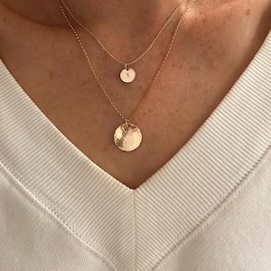 NORDENE minimalist HAMMERED COIN Necklace/14K Gold Filled/circle necklace/layering necklace/simple necklace/satellite chain/nordymade