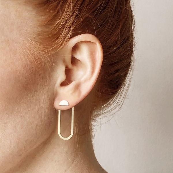 HALLO minimalist EAR JACKETS/mid century earring jacket/art deco jewelry/nordymade/minimalist jewelry/mid century earrings/stud earrings