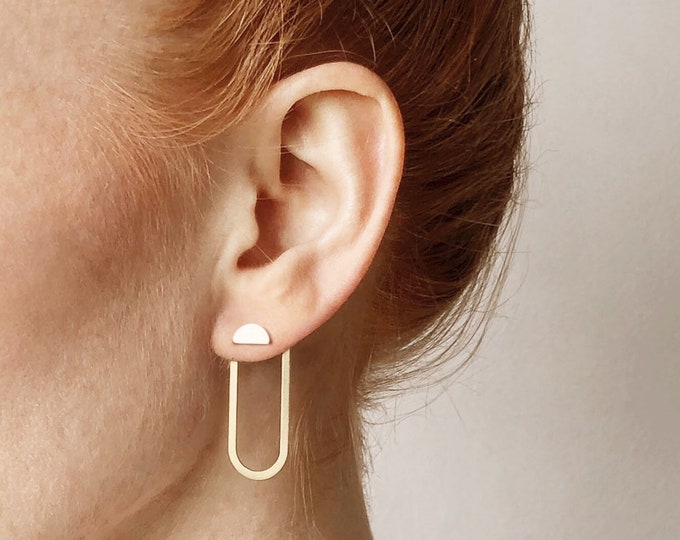 HALLO minimalist EAR JACKETS/mid century earring jacket/art deco jewelry/nordymade/minimalist jewelry/mid century earrings/stud earrings