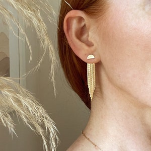Mazzy Tassel FRINGE EAR JACKETS/fringe earrings/ gold tassel earrings/ dangle earrings/ boho earrings/art deco earrings / nordymade image 4