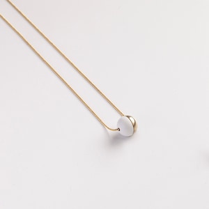 ODEN Solid white & brass SOLSTICE GLOBE necklace/half moon necklace/minimalist necklace/mid century necklace/nordymade/pendant necklace