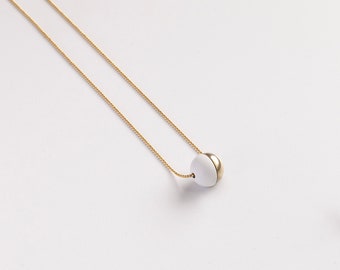 ODEN Solid white & brass SOLSTICE GLOBE necklace/half moon necklace/minimalist necklace/mid century necklace/nordymade/pendant necklace