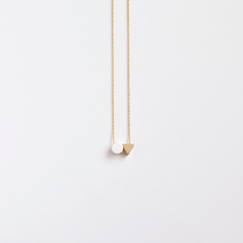 NORD white powder coated & brass tri-DOT together NECKLACE/circle necklace/ triangle necklace/friendshipnecklace/sibling necklace/nordymade image 3
