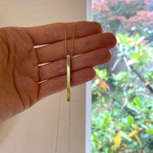 Laney solid brass RECTANGLE BAR NECKLACE/minimalist necklace/long necklace/geometric pendant necklace  friendship jewelry /modern necklace