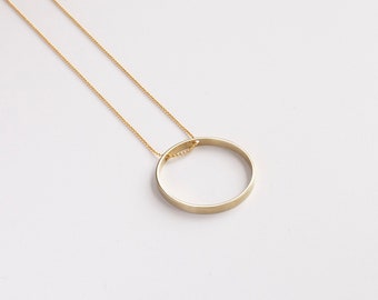 AGNA Large drop CIRCLE PENDANT necklace/circle necklace/pendant necklace/minimalist necklace/long necklace/valentines gift/nordymade