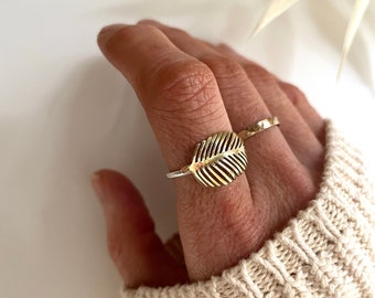 Runa minimalist PALM LEAF RING /organic gold ring/ dainty ring/ statement ring/ boho ring/ modern ring/ minimalist gold ring/ silver ring