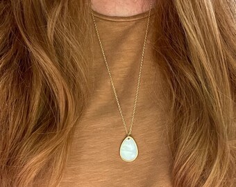 ELOISE PEARL DROP necklace/14k gold fill tear drop necklace/shell stone necklace/ pear drop layering necklace/minimalist pearl jewelry/
