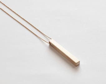Langly solid brass RECTANGLE BAR NECKLACE/minimalist necklace/long necklace/geometric pendant necklace  friendship jewelry /modern jewelry