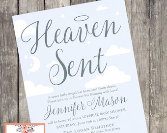 free heaven sent baby shower invitations