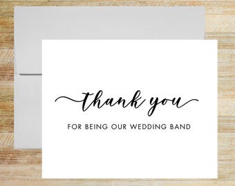 Thank You For Being Our Wedding Band, Event Vendor Card, Musician Tip Card, PRINTED A2 Folded Card with Blank Envelope