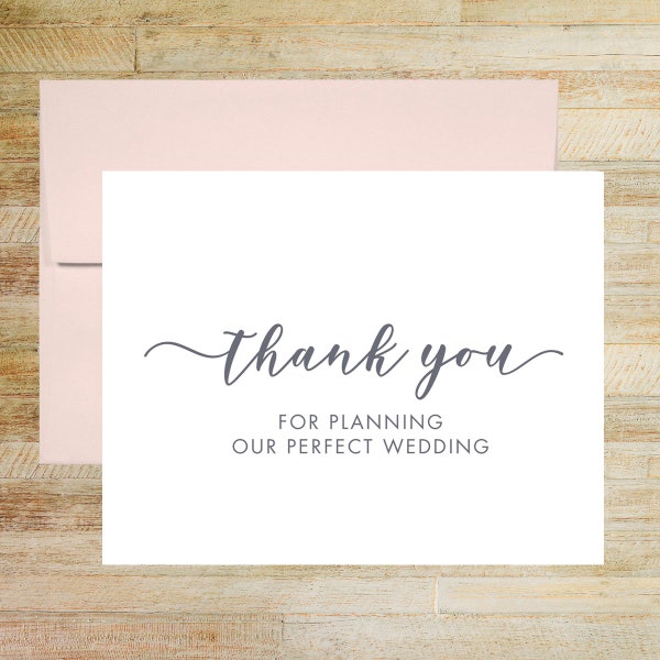 Thank You For Planning The Perfect Wedding Card, Wedding Planner Vendor Tip Card, PRINTED A2 Folded Card with Envelope