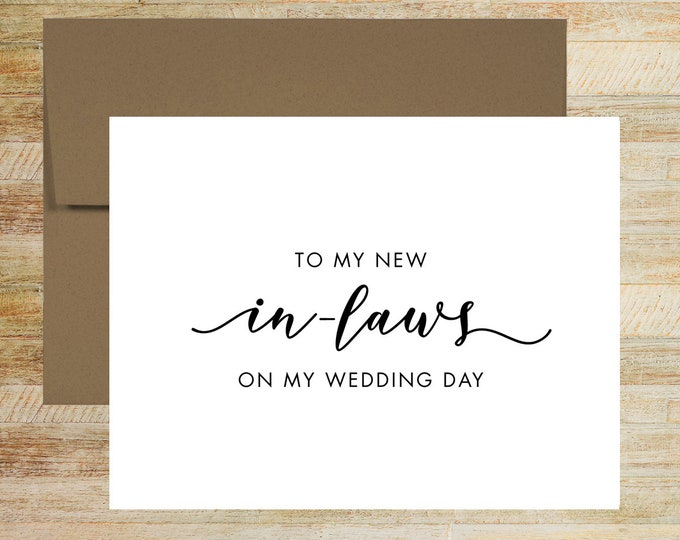 To My New In-Laws on My Wedding Day | Card For Parents of the Bride | Parents of the Groom Card  | PRINTED
