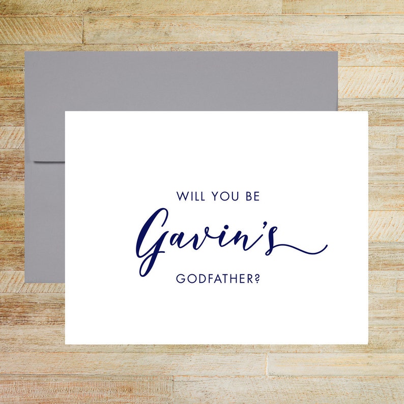 Will You Be My Godfather Card, Personalized Godfather Proposal, PRINTED A2 Folded Card with Envelope image 1