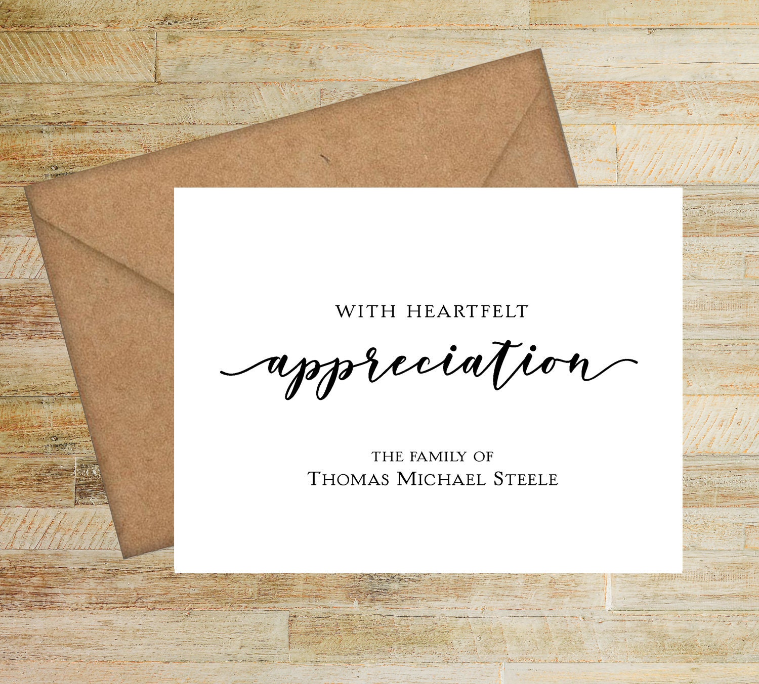 with heartfelt appreciation sympathy thank you card