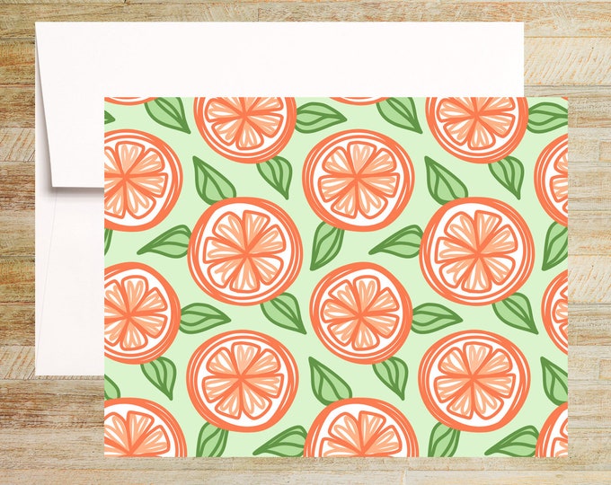 Doodle Fruit Pattern Note Card Set | Set of 4 | Unique Stationery Gifts | PRINTED