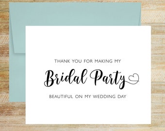 Beautiful Bridal Party Thank You on My Wedding Day Card for Hair Stylist, Makeup Artist Thank You, PRINTED A2 Folded Card with Envelope