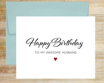 Happy Birthday Greeting Card for Husband, Printed A2 Folded Card (Blank Envelope)