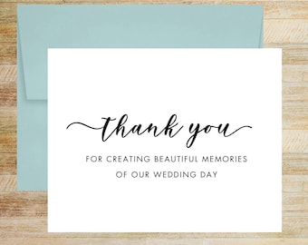 Wedding Photographer Videographer Thank You Card, PRINTED A2 Folded Card (Blank Envelope)
