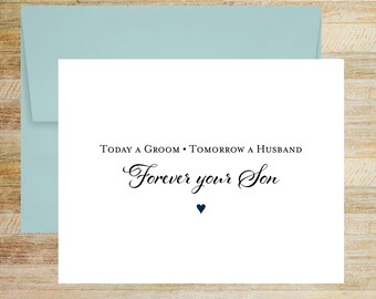 Forever Your Son Wedding Day Card for Parents, Elegant Keepsake, Printed A2 Folded Card (Blank Envelope)
