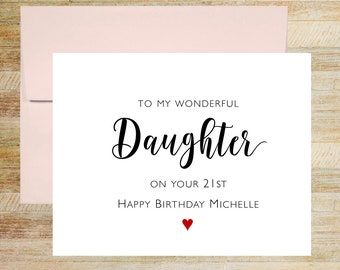 To My Wonderful Daughter Happy Birthday Card, Personalized Greeting Card, PRINTED A2 Card with Envelope