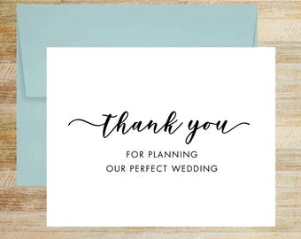Thank You For Planning The Perfect Wedding Card, Wedding Planner Vendor Tip Card, PRINTED A2 Folded Card with Blank Envelope