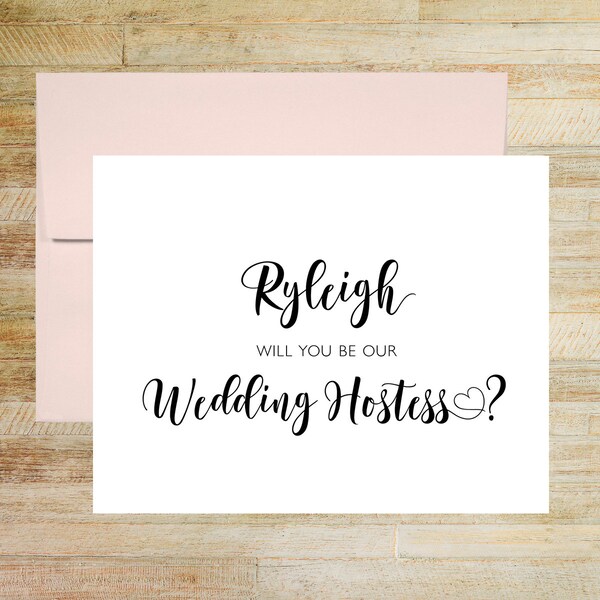 Will You Be Our Wedding Hostess Card, Personalized Bridal Party Proposal Card, PRINTED A2 Folded Card with Envelope