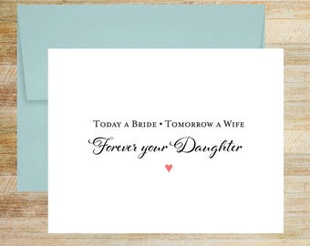 Forever Your Daughter Wedding Day Card for Parents, Elegant Keepsake, PRINTED A2 Folded Card (Blank Envelope)