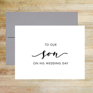 To Our Son on His Wedding Day Card, Elegant Keepsake Card for Groom, Card from Parents of the Groom, PRINTED A2 Folded Card with Envelope