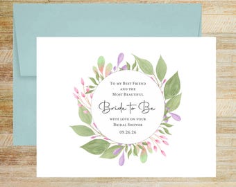 My Best Friend The Most Beautiful Bride to Be Personalized Floral Watercolor Bridal Shower Greeting Card A2 Folded Card with Envelope