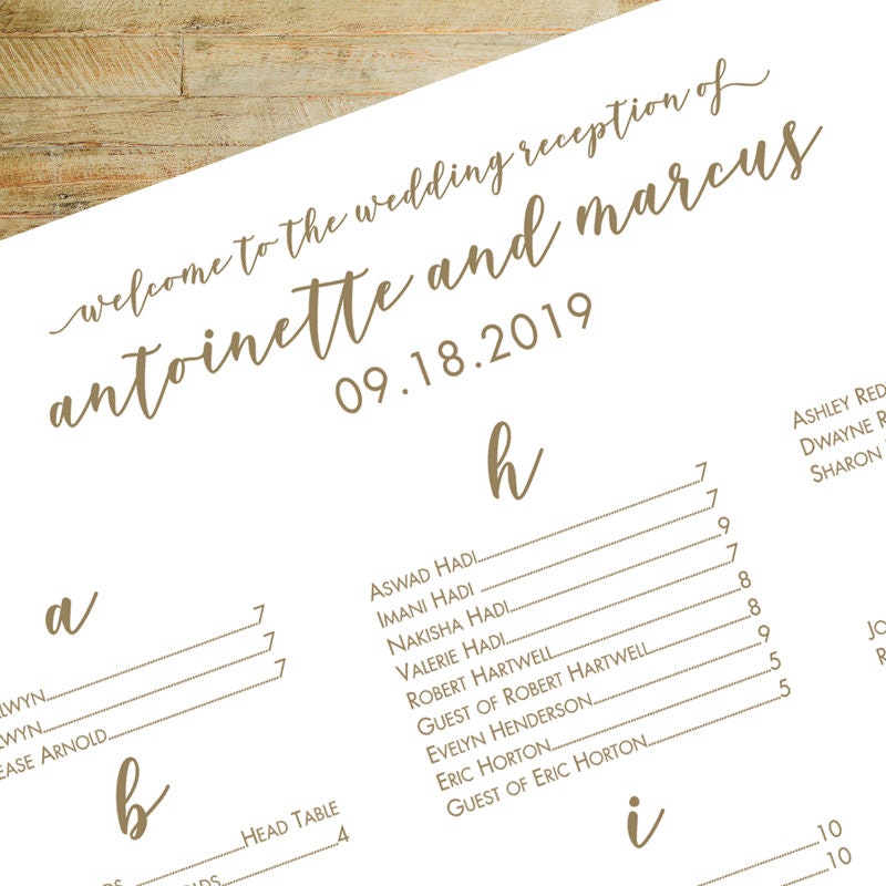 Printable Wedding Seating Chart