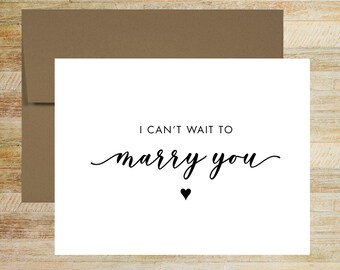 I Can't Wait to Marry You Wedding Day Card, Elegant Wedding Keepsake, Card for Groom, Gift for Bride, PRINTED