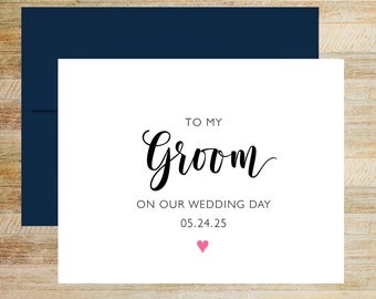 To My Groom Personalized Wedding Day Card, Wedding Date Card for Husband, PRINTED A2 Folded Card with Blank Envelope