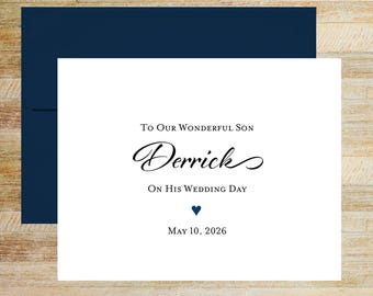 To Our Wonderful Son on His Wedding Day, Personalized Keepsake Card for Groom, PRINTED A2 Folded Card and Blank Envelope