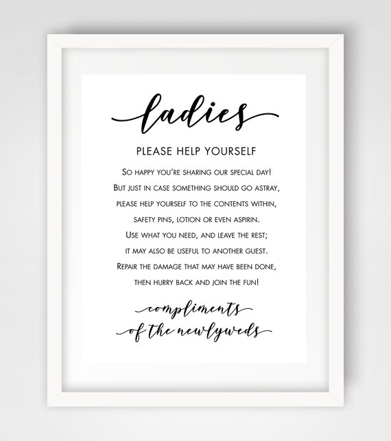 Please Help Yourself Wedding Reception Signs 8 X 10 Ladies Etsy